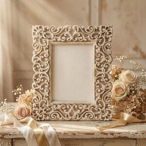Laser Cut Photo Frame template - multilayer Picture Frame - Cricut template Layered svg dxf ai eps Laser cut file Ornate wedding photo frame immagine 2