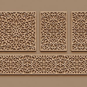 Laser cut ornamental panel template - wall decor, stencil design - svg dxf png ai eps -  CNC Plasma Cutting files - digital download