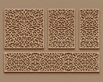 Laser cut ornamental panel template - wall decor, stencil design - svg dxf png ai eps -  CNC Plasma Cutting files - digital download