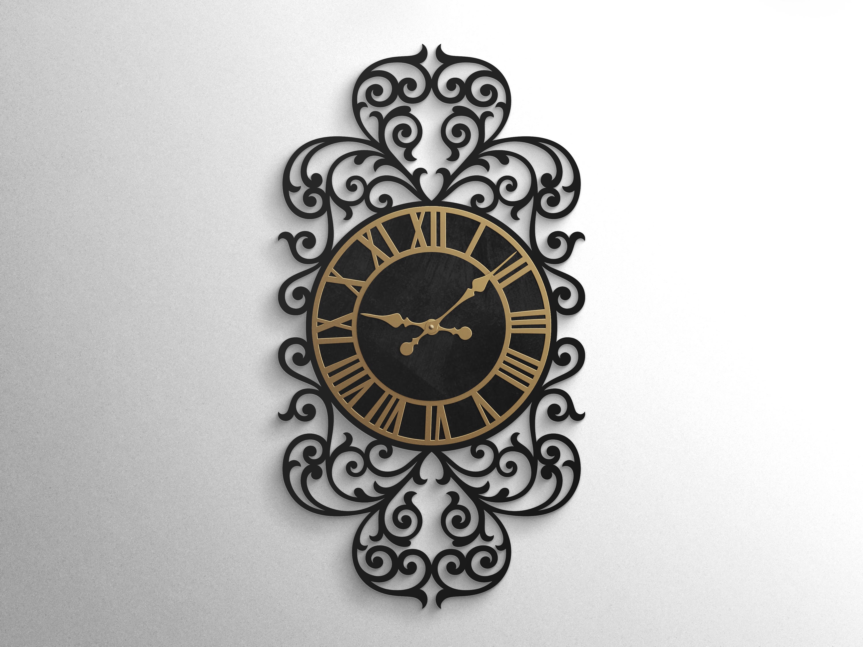 Laser Cut Clock Template Svg Dxf Dwg Eps Cdr Ornate Etsy Canada