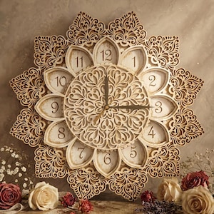 Mandala Clock SVG Template: Layered Laser Cut Wall Decor (Digital Download)