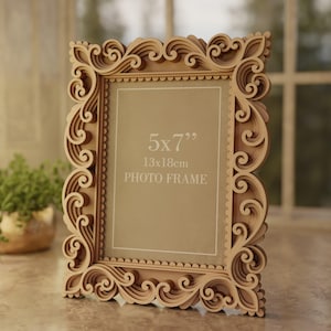 Laser Cut Photo Frame template - multilayer Picture Frame - Cricut template Layered svg dxf ai eps Laser cut file Ornate photo frame pattern