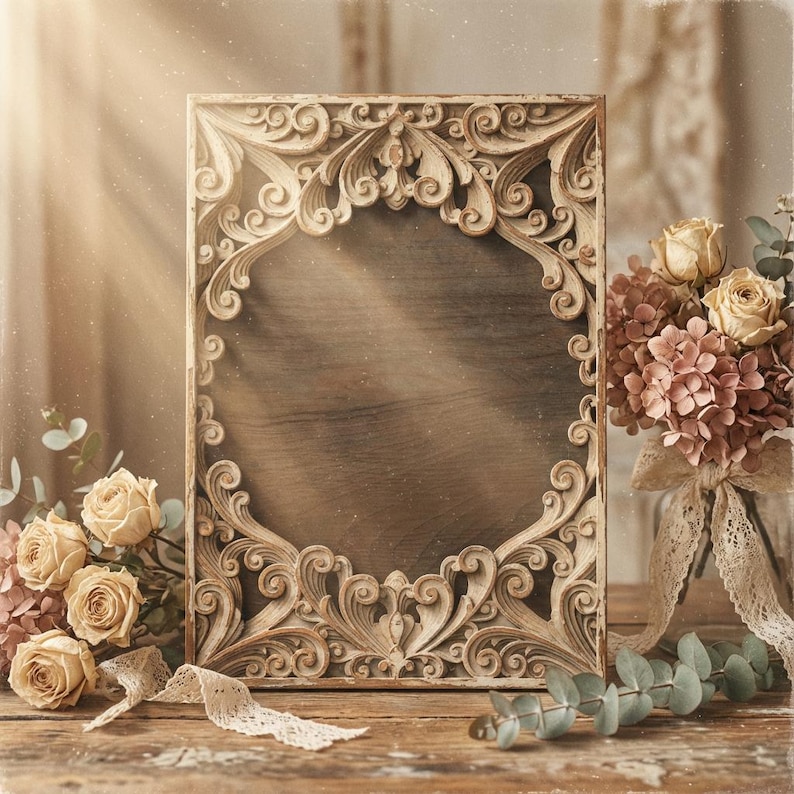 Laser Cut Photo Frame template - multilayer SVG Photo Frame Cricut template Layered dxf ai eps - Laser cut file Ornate Wall Art pattern image 2