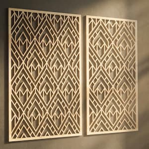 Laser cut panel template - wall decor with repeating pattern, geometric stencil design - svg dxf png ai eps -  CNC Plasma Cutting files