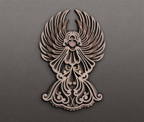 Laser cut multilayer Angel template - layered wooden Christmas tree decor - 3d paper cut design - svg dxf png ai eps -  CNC Plasma Cutting