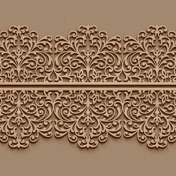 Laser cut ornamental border panel template - wall decor, stencil design - svg dxf png ai eps -  CNC Plasma Cutting files - digital download