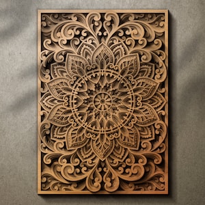 Laser cut multilayer mandala panel SVG template - 3D Layered Vector cutting file for Cricut, Glowforge, CNC router - dxf, ai, eps, dwg, cdr