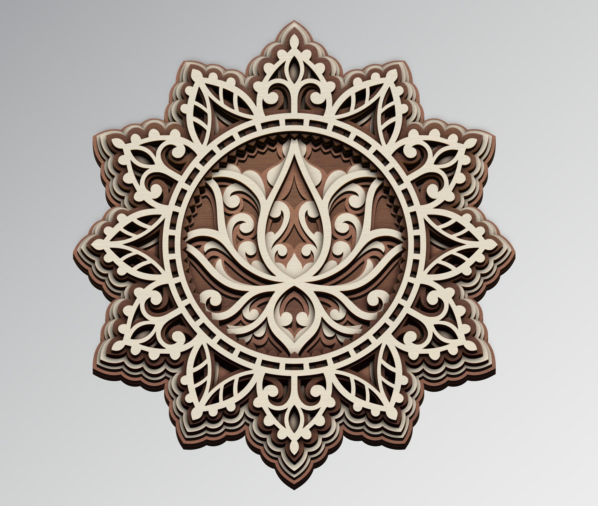Download Lotus Flower Mandala Multilayer SVG template 3D Layered | Etsy