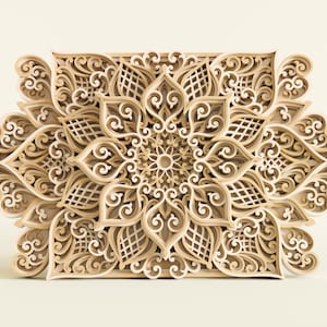 Multilayer mandala panel laser cut template SVG cut file - 3D Layered Vector cutting file for Cricut, Glowforge - dxf, ai, eps, dwg, cdr