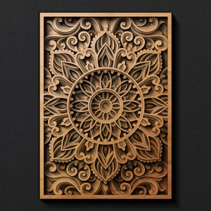 Laser cut multilayer mandala panel SVG template - 3D Layered Vector cutting file for Cricut, Glowforge, CNC router - dxf, ai, eps, dwg, cdr