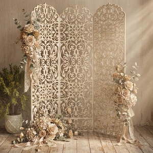 Laser Cut Room Divider Template: Ornate Privacy Screen (Digital Files)
