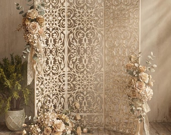 Laser Cut Room Divider Template: Ornate Privacy Screen (Digital Files)