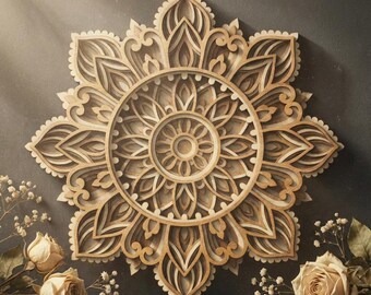 Ornate multilayer mandala SVG template - 3D Layered Vector cutting file for Laser cut, Cricut, Glowforge, CNC router  dxf, ai, eps, dwg, cdr