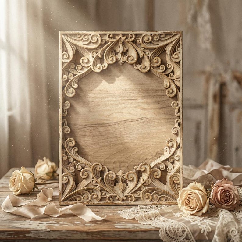 Laser Cut Photo Frame template - multilayer SVG Photo Frame Cricut template Layered dxf ai eps - Laser cut file Ornate Wall Art pattern image 1