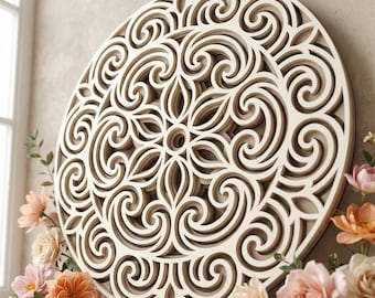Multilayer mandala SVG template - 3D Layered Vector cutting file for Laser cut, Cricut, Glowforge, CNC router - dxf, ai, eps, dwg, cdr