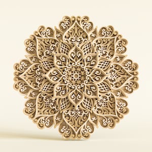 Laser cut Multilayer mandala flower SVG template - 3D Layered Vector cutting file for Cricut, Glowforge, CNC router, dxf, ai, eps, dwg, cdr