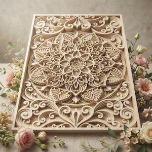 Laser cut multilayer mandala panel SVG template - 3D Layered Vector cutting file for Cricut, Glowforge, CNC router - dxf, ai, eps, dwg, cdr