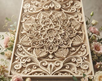 Laser cut multilayer mandala panel SVG template - 3D Layered Vector cutting file for Cricut, Glowforge, CNC router - dxf, ai, eps, dwg, cdr
