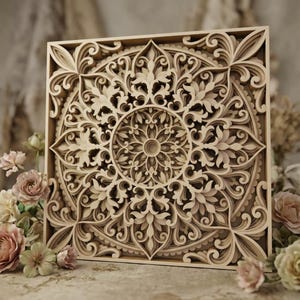 3D Layered Mandala Square Panel SVG – Laser Cut Vector File