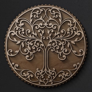 Mandala Tree of Life SVG template - Vector cutting file for Laser cut, Cricut, Glowforge - dxf, ai, eps, cdr 3D Layered wall decor design