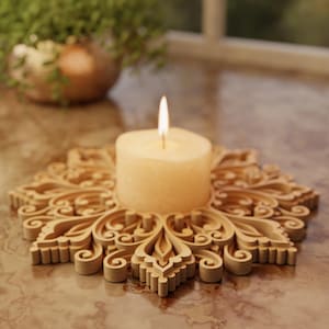 Laser cut mandala candle holder, Layered mandala decor, Candle holder template, Vector svg, ai, eps, pdf, dwg, dxf, cdr Cutting File