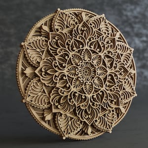 SVG multilayer mandala template - Laser cut 3D Layered Vector cutting file for Cricut, Glowforge, CNC router - dxf, ai, eps, dwg, cdr