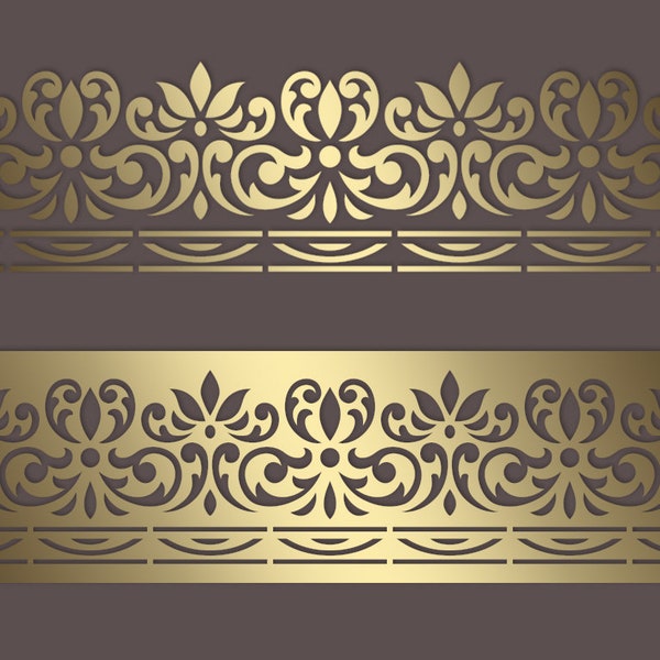 Ornate border stencil template - wall  decor, decal design, tile stencil  svg dxf png  Vector Cutting File for Cricut  digital download