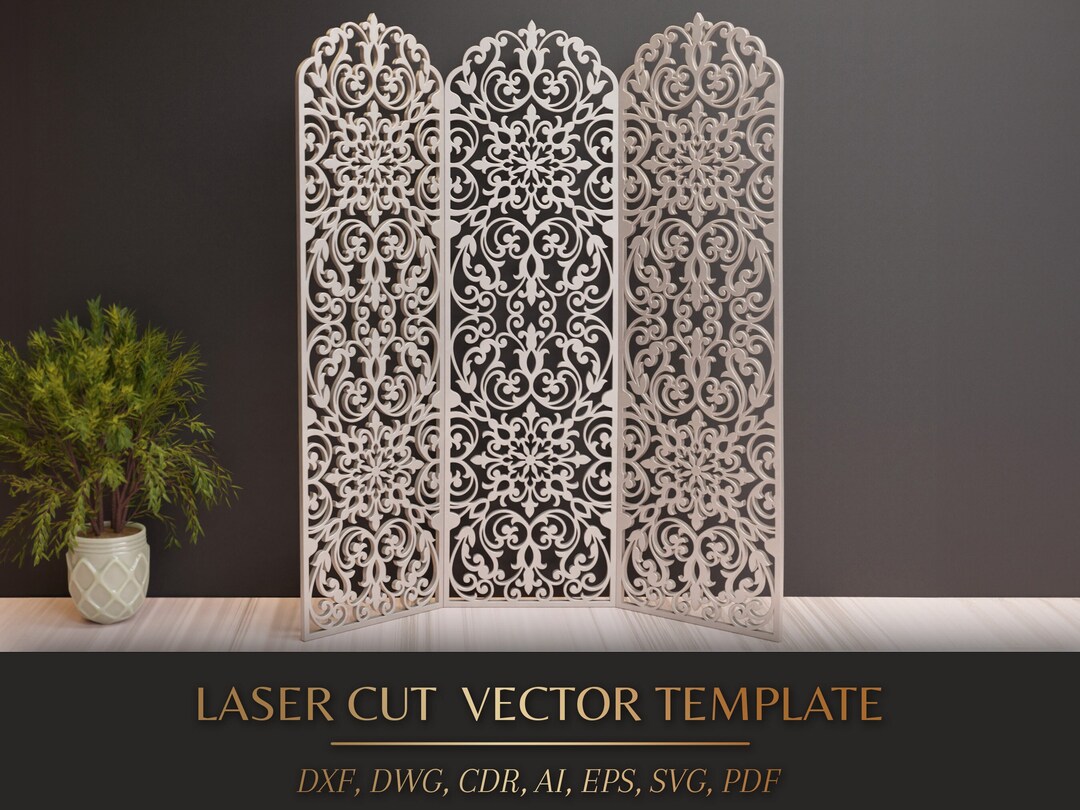 Laser Cut Room Divider Template Ornate Privacy Screen Design Laser Cut