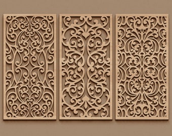 Laser cut ornamental panel template - wall decor, stencil design - svg dxf png ai eps -  CNC Plasma Cutting files - digital download