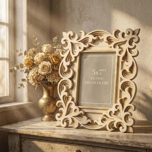 Laser Cut Ornate Photo Frame Template SVG, DXF Layered picture frame, Cricut Multilayer design (Digital File) image 2