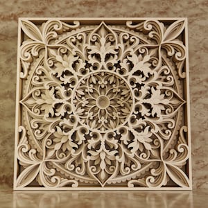 Multilayer mandala square panel SVG template - 3D Layered Vector cutting file Laser cut, Cricut, Glowforge, CNC router - dxf, ai, eps, dwg