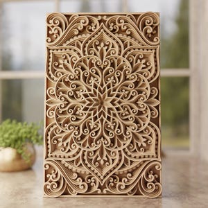 Laser cut multilayer mandala panel SVG template - 3D Layered Vector cutting file for Cricut, Glowforge, CNC router - dxf, ai, eps, dwg, cdr