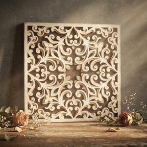 Multilayer square mandala, SVG template - Shadow box Layered cutting file, Laser cut panel, Cricut, Glowforge, CNC router, dxf, ai, eps, dwg