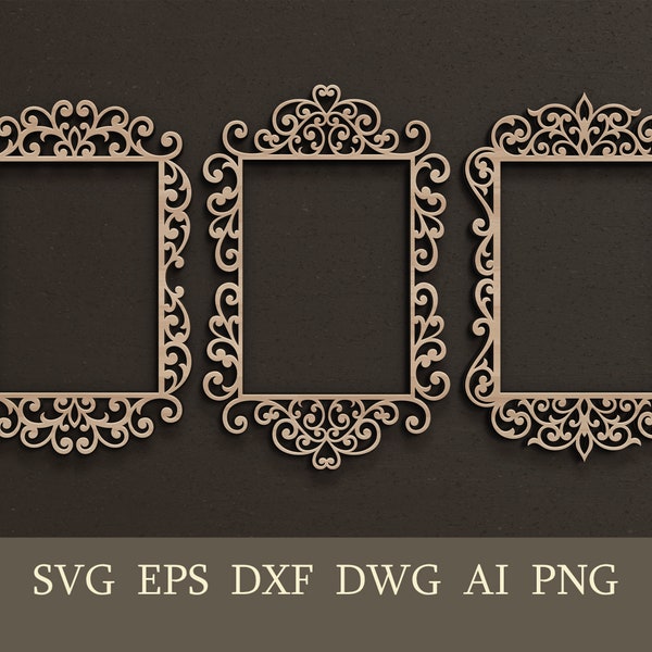 Ornate frame SVG, Laser cut invitation, Victorian mirror frame, Cricut cut file, Silhouette DXF Cutting File,  Instant Download
