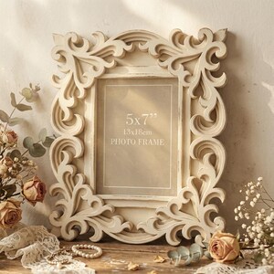 Laser Cut Ornate Photo Frame Template SVG, DXF Layered picture frame, Cricut Multilayer design (Digital File) image 3