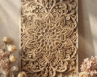 Laser cut multilayer mandala panel SVG template - 3D Layered Vector cutting file for Cricut, Glowforge, CNC router - dxf, ai, eps, dwg, cdr