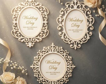 Ornate frame SVG, Laser cut invitation, Victorian mirror frame, Cricut cut file, Silhouette DXF Cutting File,  Instant Download
