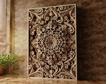 Multilayer mandala panel SVG template - 3D Layered Vector cutting file for Laser cut, Cricut, Glowforge, CNC router - dxf, ai, eps, dwg, cdr