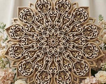 Ornate Multilayer Mandala SVG: Laser Cut Vector File