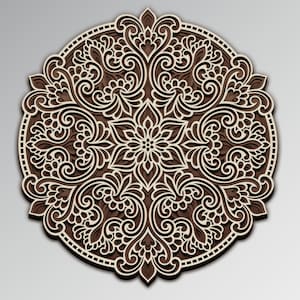Ornate multilayer mandala SVG template - 3D Layered Vector cutting file for Laser cut, Cricut, Glowforge, CNC router  dxf, ai, eps, dwg, cdr