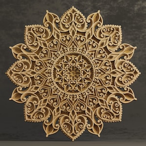 Multilayer mandala SVG template - 3D Layered Vector cutting file for Laser cut, Cricut, Glowforge, CNC router - dxf, ai, eps, dwg, cdr