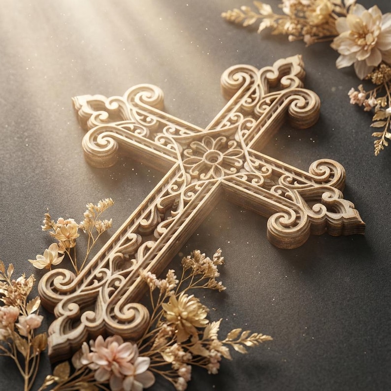 Layered Cross SVG Template - Multilayer Vector Cross Cutting File ...