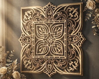 Multilayer mandala SVG template - 3D Layered Vector cutting file for Laser cut, Cricut, Glowforge, CNC router - dxf, ai, eps, dwg, cdr
