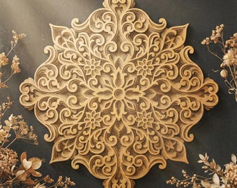 Ornate multilayer mandala SVG template - 3D Layered Vector cutting file for Laser cut, Cricut, Glowforge, CNC router  dxf, ai, eps, dwg, cdr
