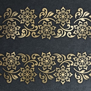 SVG floral border - stencil template - wall decor, decal design - svg dxf png -  Foiling template - laser cut Vector Cutting File - Cricut