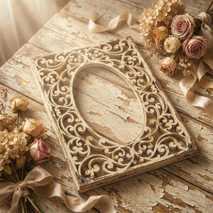 Laser cut frame template - wooden / acrylic Photo Frame SVG Cricut template dxf ai eps - Laser cut mirror design - Ornate Wall Art pattern