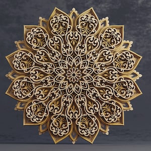 Ornate multilayer mandala SVG template - 3D Layered Vector cutting file for Laser cut, Cricut, Glowforge, CNC router  dxf, ai, eps, dwg, cdr