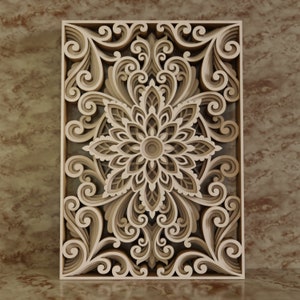 Laser cut multilayer mandala panel SVG template - 3D Layered Vector cutting file for Cricut, Glowforge, CNC router - dxf, ai, eps, dwg, cdr
