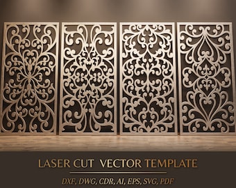 Laser cut panel template - wall decor, laser cut screen design - svg dxf png ai eps -  CNC Plasma Cutting files - digital download