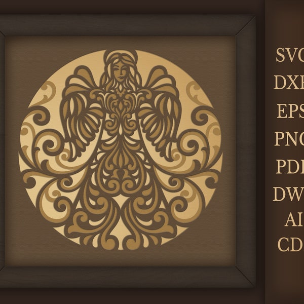 SVG Angel shadow box template - Square Paper Cut Light Box Template - Christmas Layered shadowbox paper cut design - svg dxf png ai eps #2 SVG Angel shadow box template - Square Paper Cut Light Box Template - Christmas Layered shadowbox paper cut design - svg dxf png ai eps #2